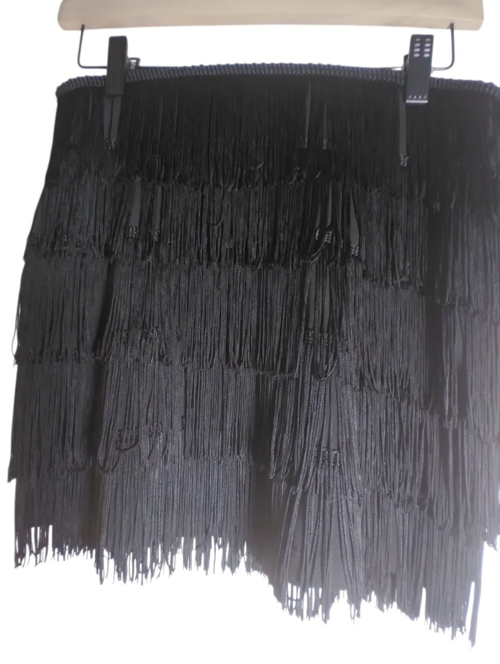 Express Black Fringe Layered Mini Skirt - Women Size 4 Party